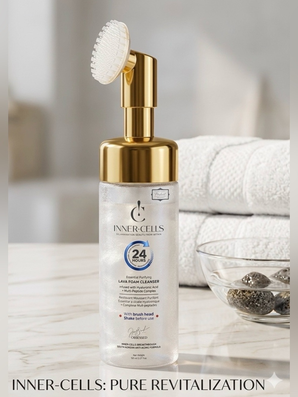 Inner-Cells Purifying Lava Foam Cleanser W/Hyal Acid & Scrub Brush *$180 RETAIL*